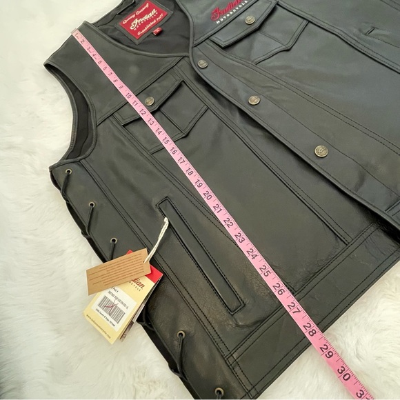 NWT Indian Motorcycle Black Leather Moto Westetn Vest - Picture 7 of 15